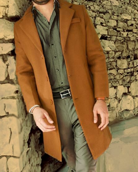 Abrigo hombre largo marrón